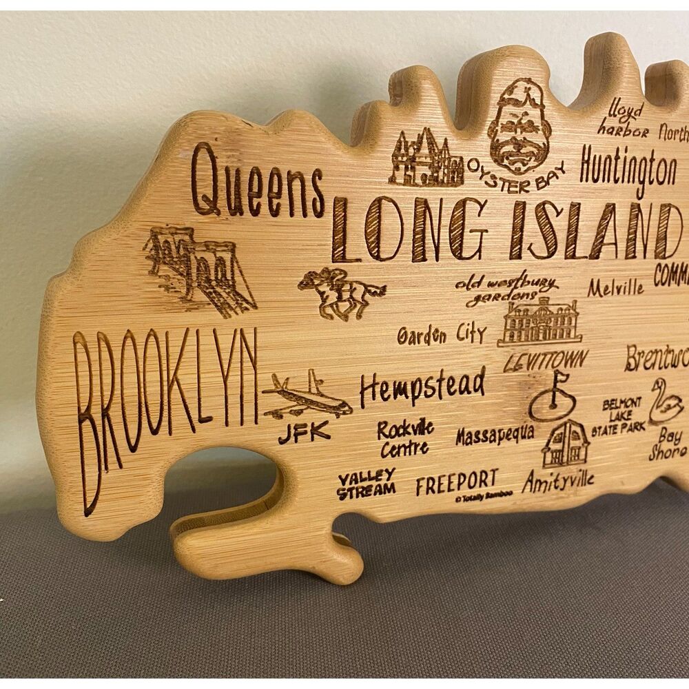 Totally Bamboo Destination Long Island Shaped Cutting Board Engraved Towns Wood - Picture 3 of 8